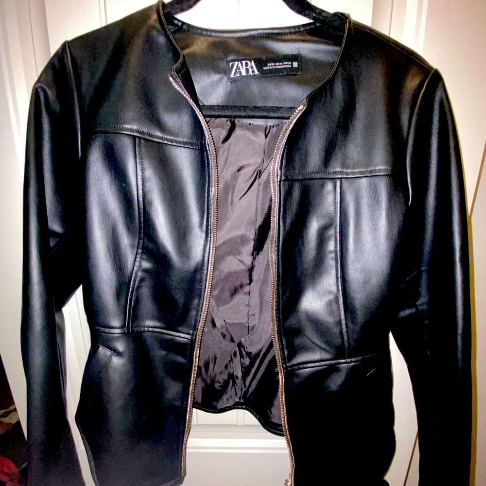 Zara Black Leather Jacket. Size M. Never worn.